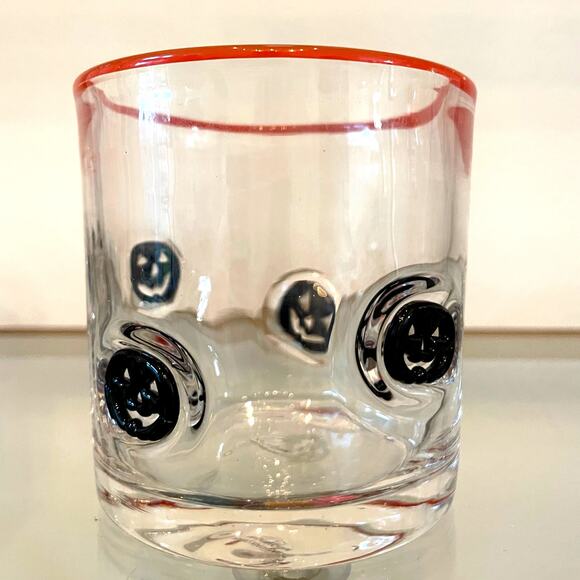 Set of 4 PUMPKIN Double Old Fashioned Glasses 4" Orange Black Halloween Barware - Picture 11 of 12